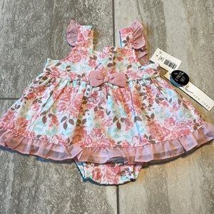 Nicole Miller Floral Dress 2 pc Baby Girl Size 12 months